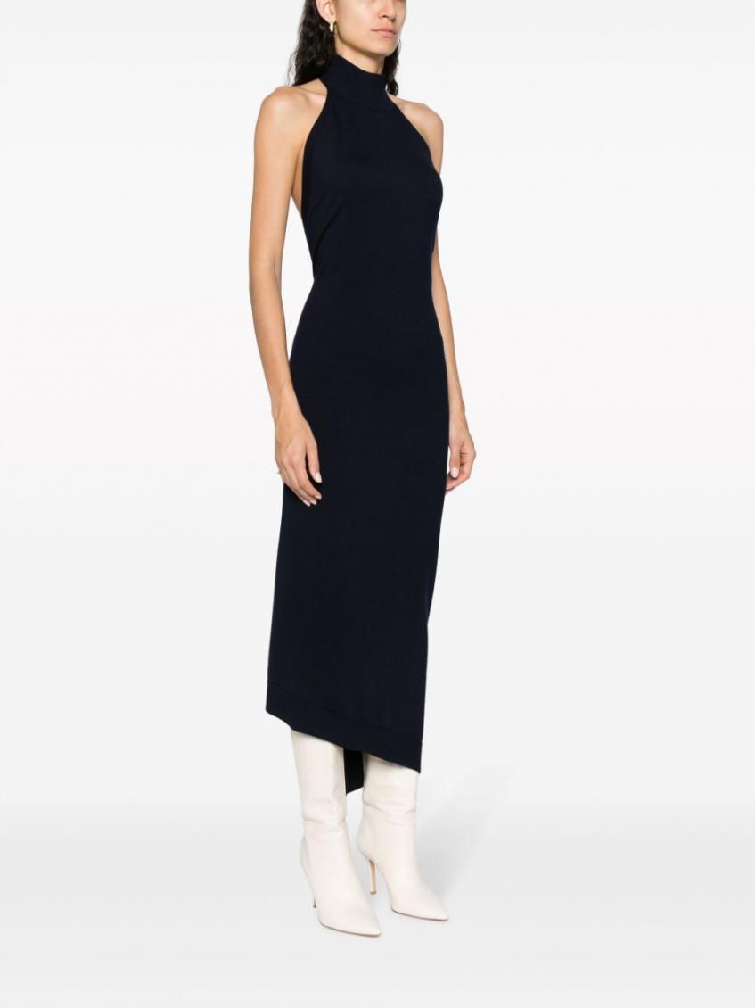 Fendi Navy Blue Wool Midi Dress for Women Online USA at Darveys.com