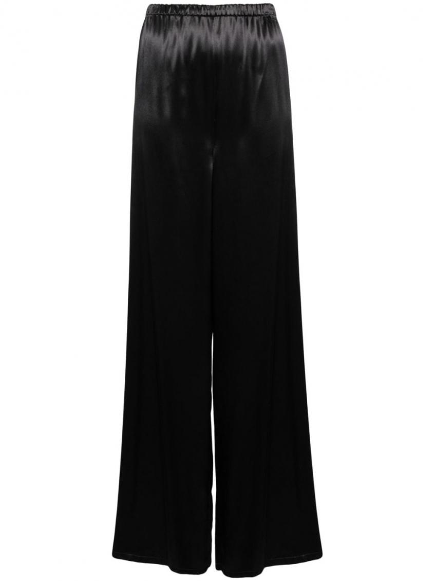 Ferragamo Women's Satin Wide Leg Trousers In Black