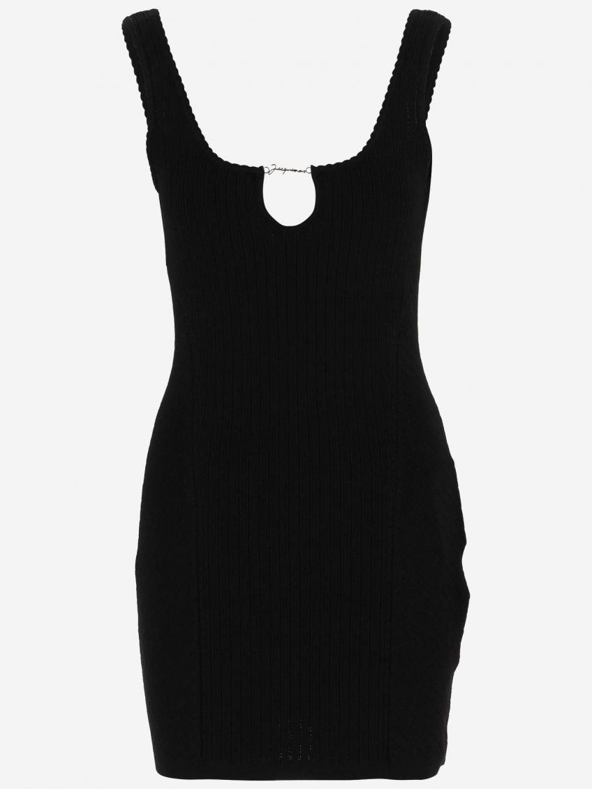 Jacquemus La Mini Robe Sierra Knitted Mini Dress In Black