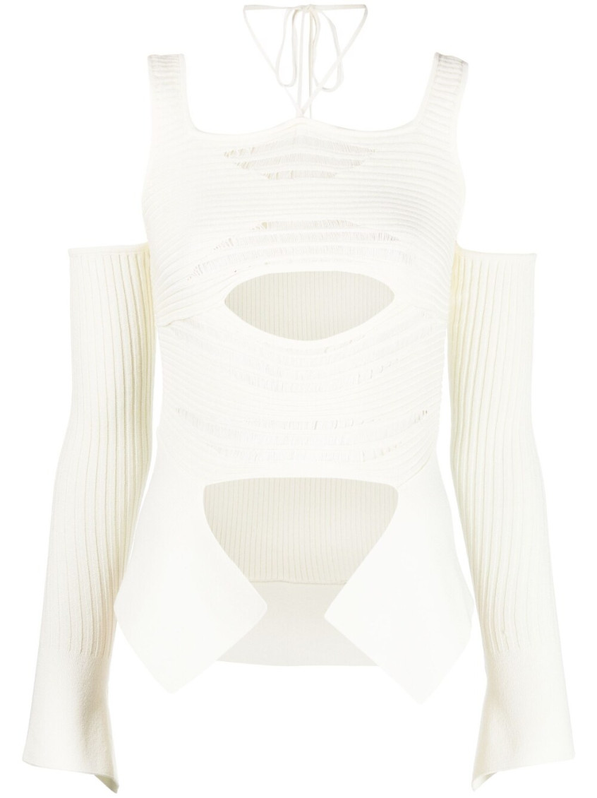 Andreädamo Andreādamo Knit Ribbed Top In White