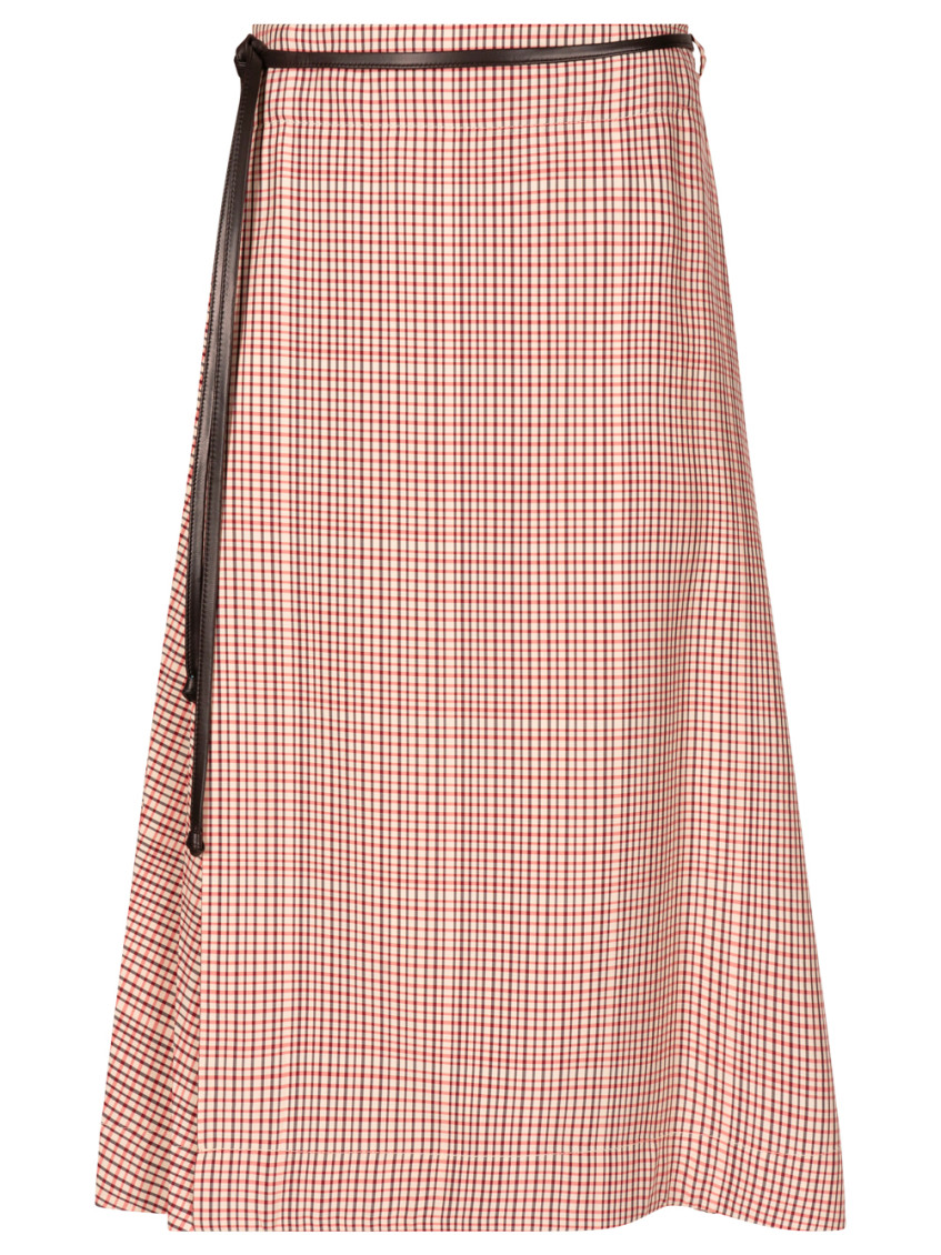Bottega Veneta Check Tech Viscose Midi Skirt Clothing In Multicolor