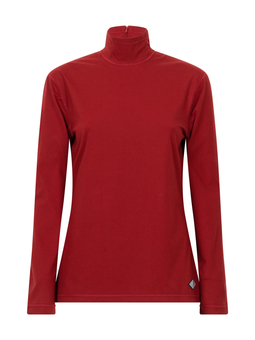 Bottega Veneta Stretch Cotton Jersey Turtleneck Top Clothing In Red