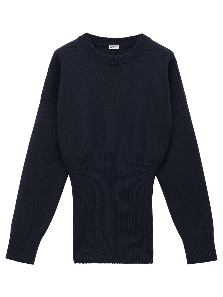 Loewe Long Ribbed Wool Sweater In Blue