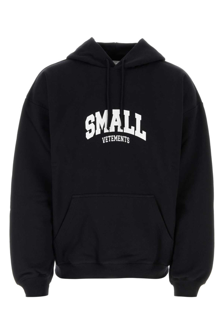 Vetements Felpa Oversize In Misto Cotone Nero Uomo In Black