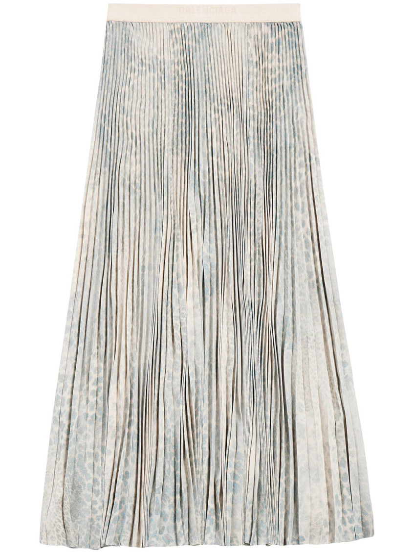 Balenciaga Pleated High Waist Midi Skirt In Beige