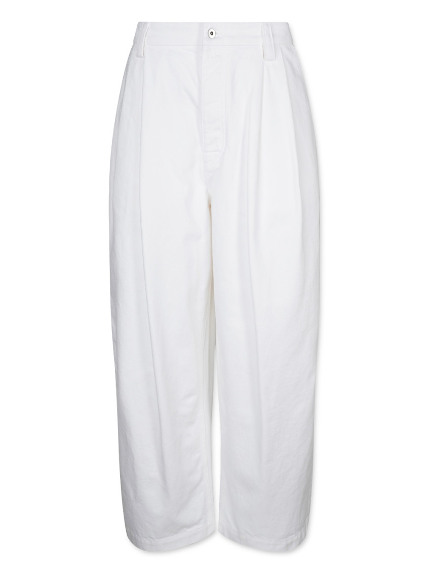 Bottega Veneta Wide Leg Pleated Trousers With Back Pockets In White