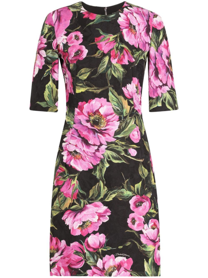 Shop Dolce & Gabbana Multicolor Fit-and-flare Midi Dress