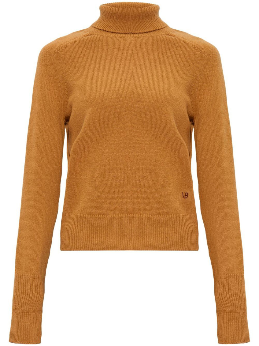 Victoria Beckham Women's Roll Neck Wool Jumper Sweater In Light Brown