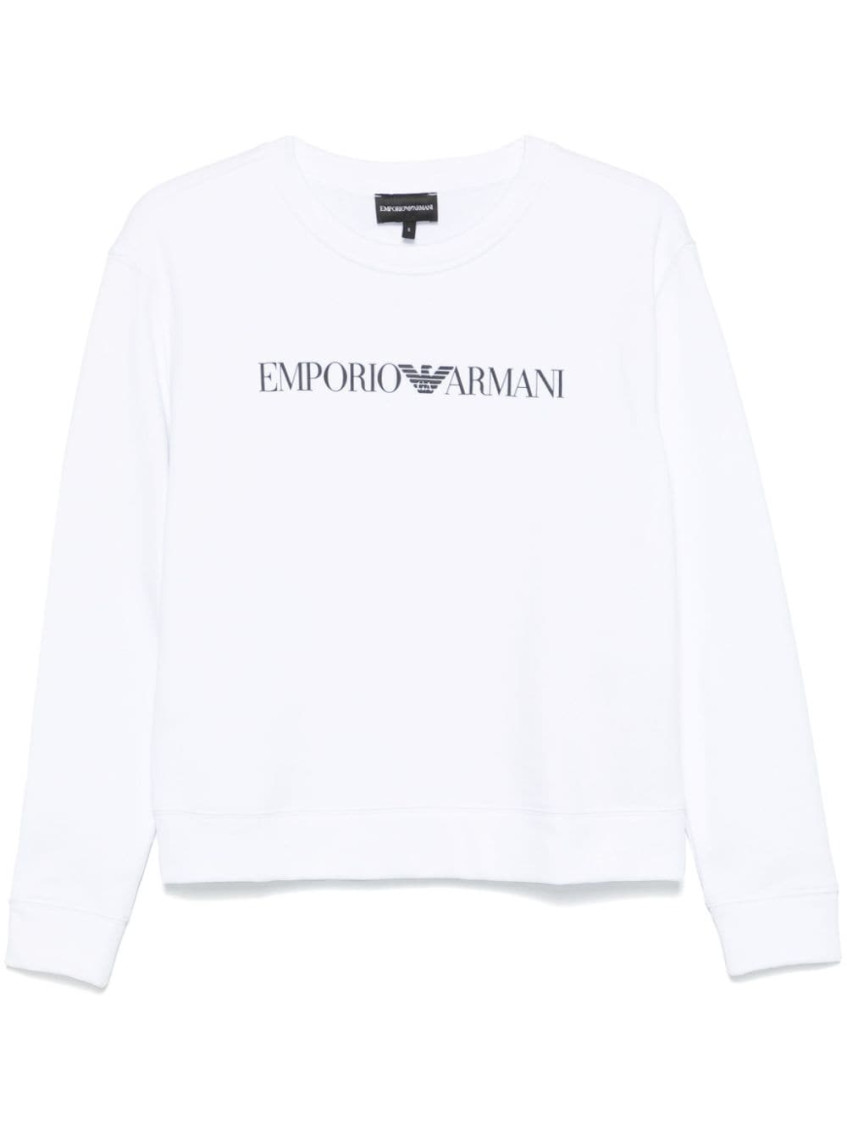 Shop Emporio Armani White Logo Cotton Sweatshirt