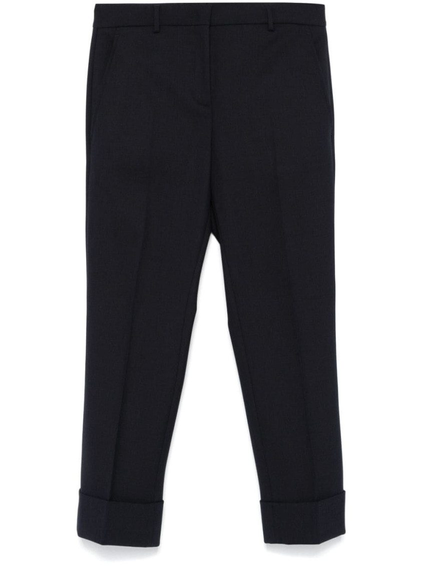 Incotex Tapered Wool Blend Trousers In Navy Blue