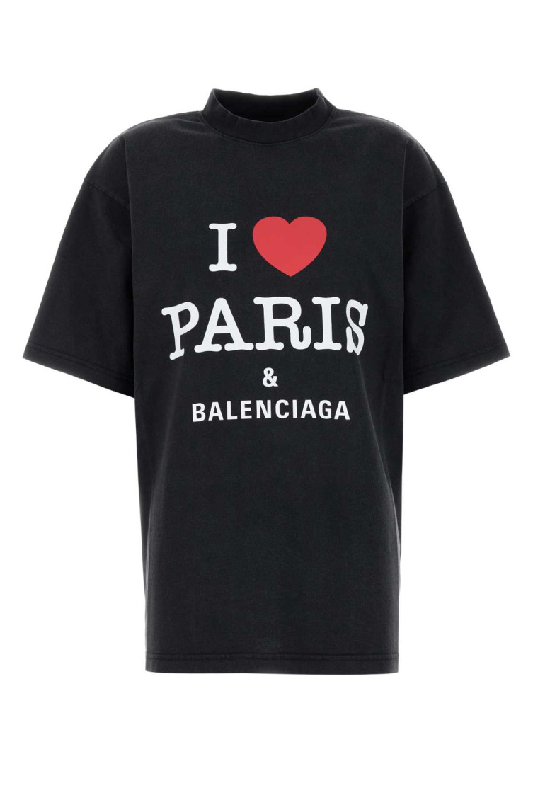 Shop Balenciaga Black I Love Paris T-shirt