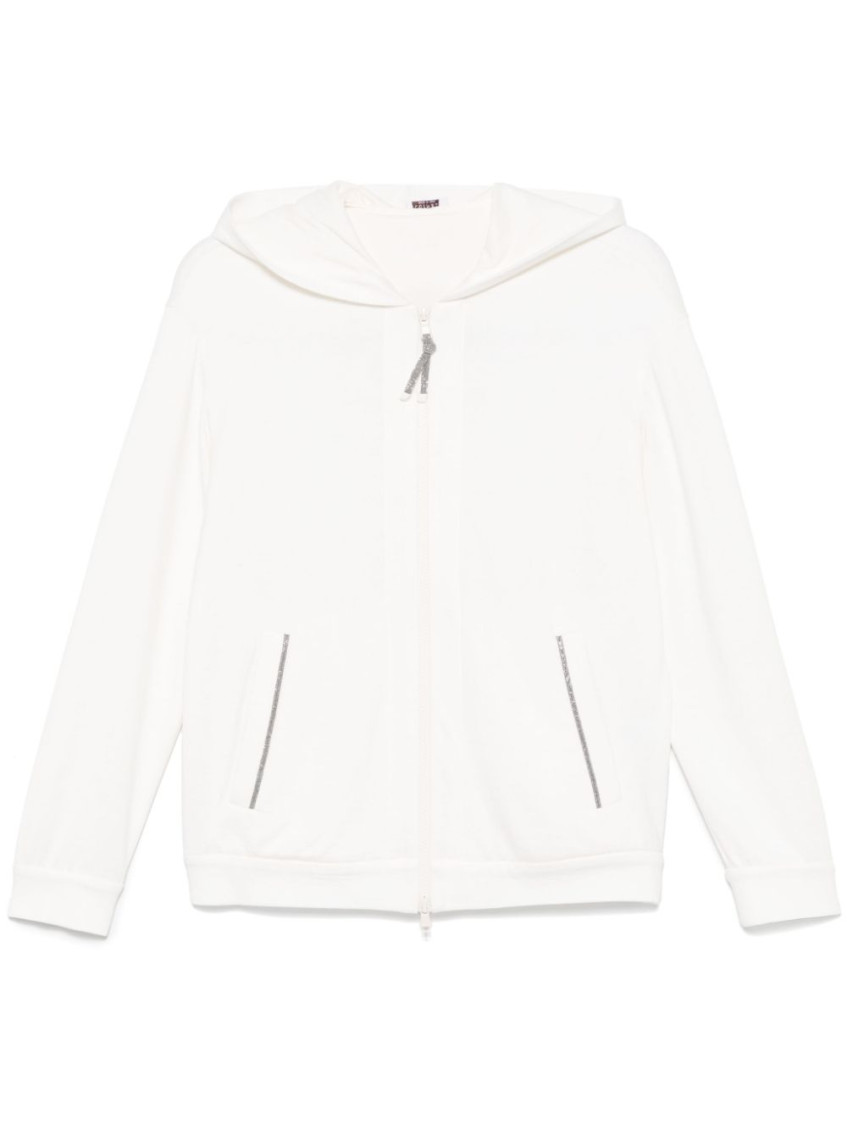 Brunello Cucinelli Women's Cotton And Silk Blend Hoodie In White