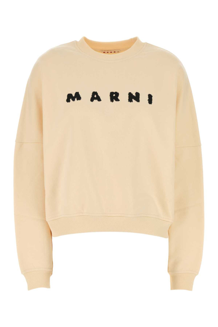 Marni Ivory Sweatshirt With Textured Lettering In Off White