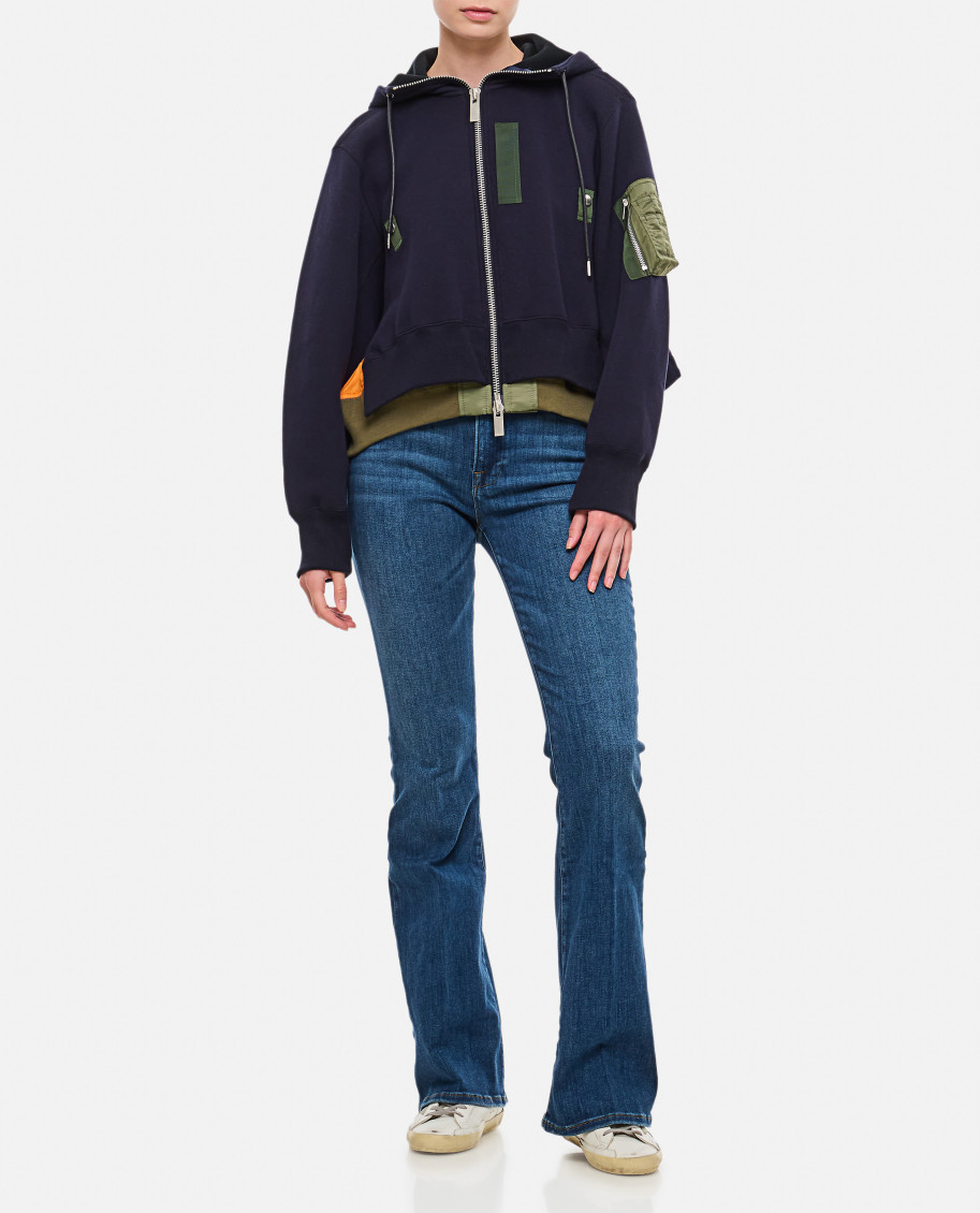 Sacai Sponge Sweat Deconstructed Hoodie In Dark Blue