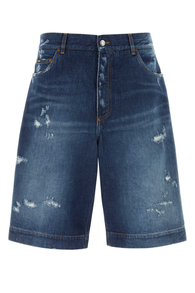 Dolce & Gabbana Denim Bermuda Shorts In Blue