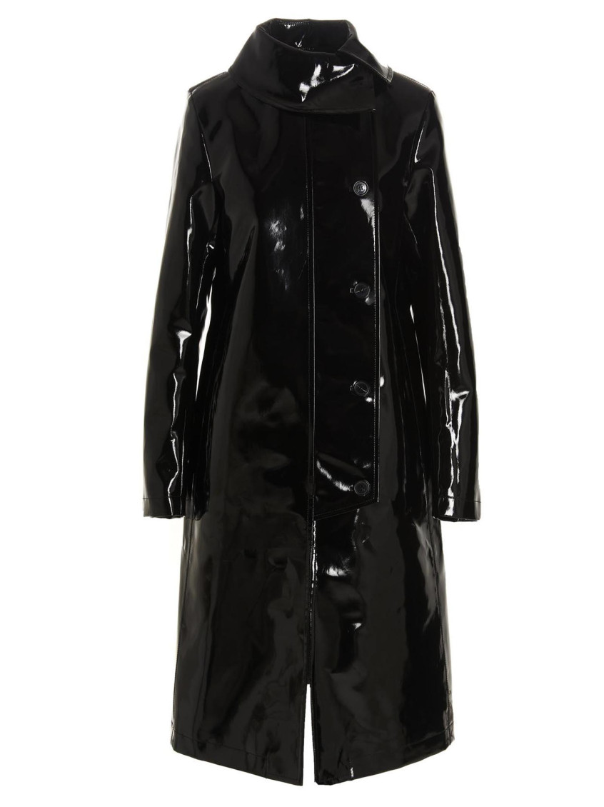 Shop Raf Simons Black Vinyl Trench Coat
