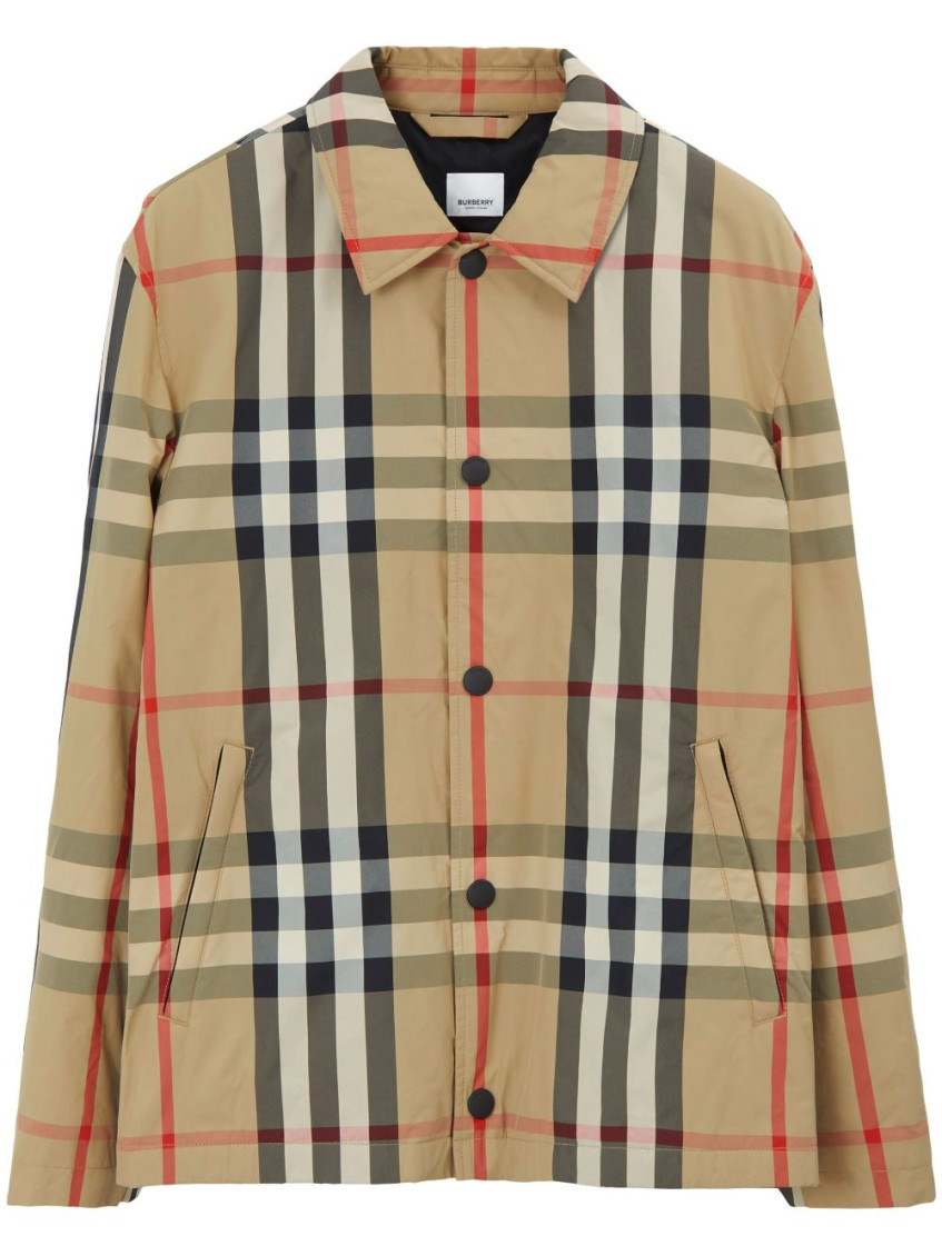 Burberry Beige Check Motif Shirt Jacket for Men Online USA at Darveys