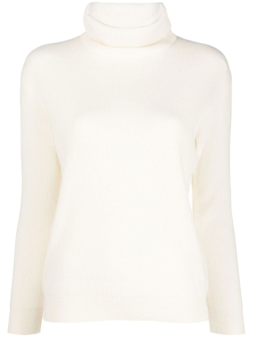 Shop Brunello Cucinelli White Turtleneck Sweater