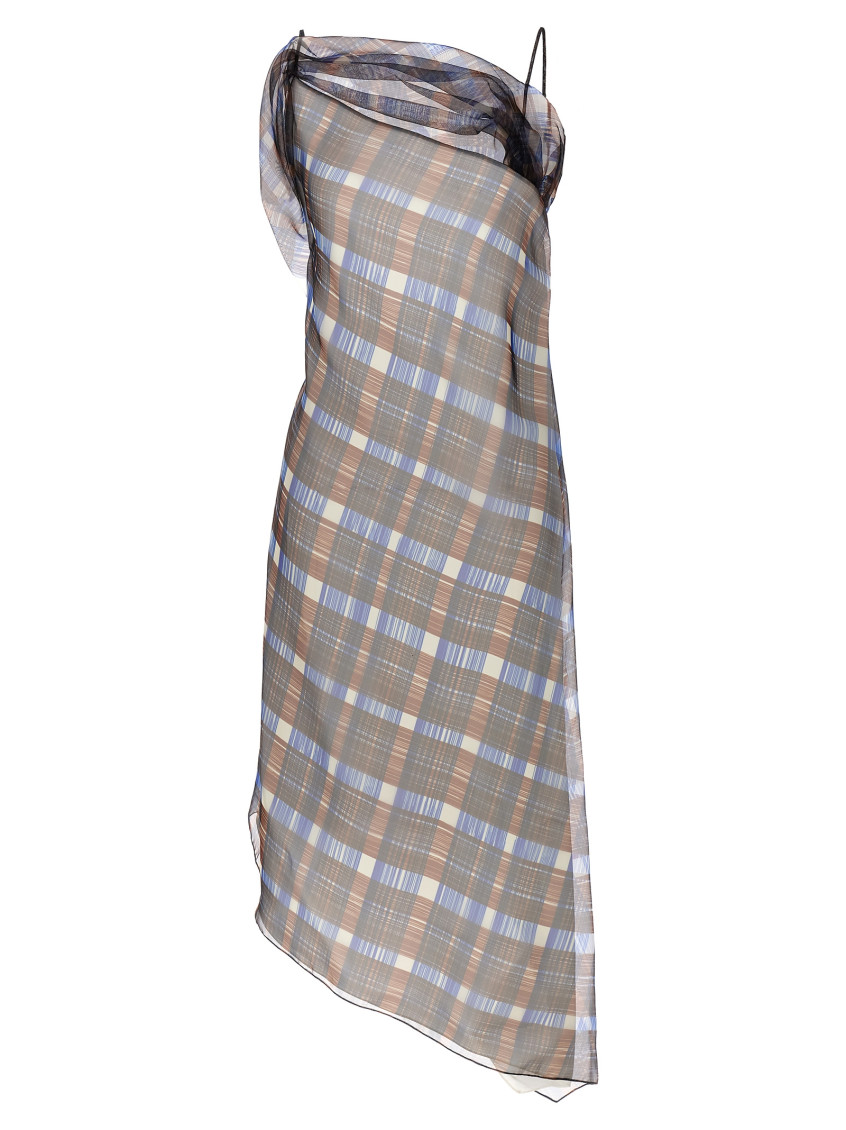 Ferragamo Multicolor Asymmetrical Dress In Multicolor