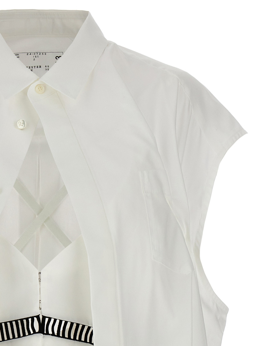 Sacai White Overlay Shirt for Women Online USA at Darveys.com
