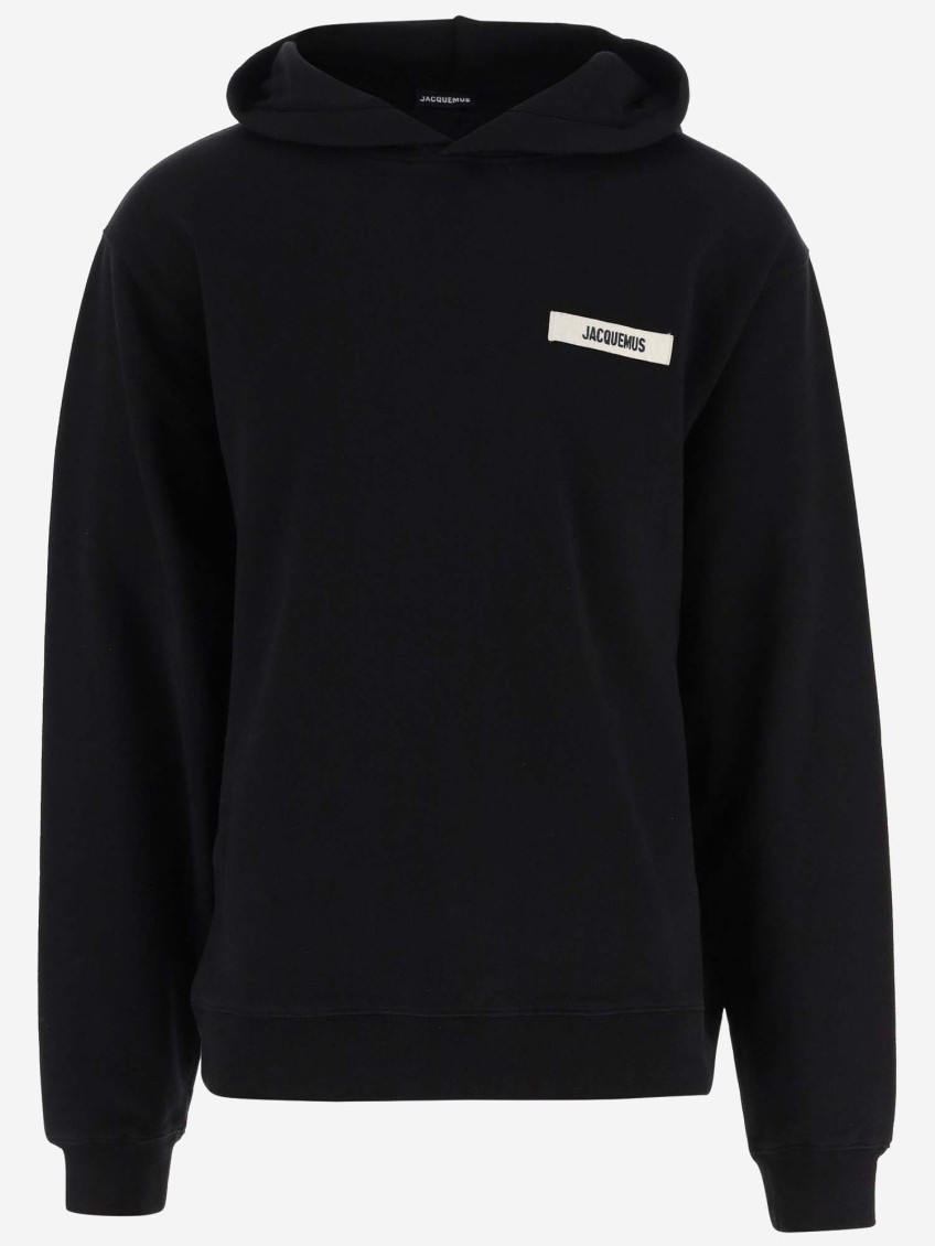 Shop Jacquemus Black Logo Detail Hoodie