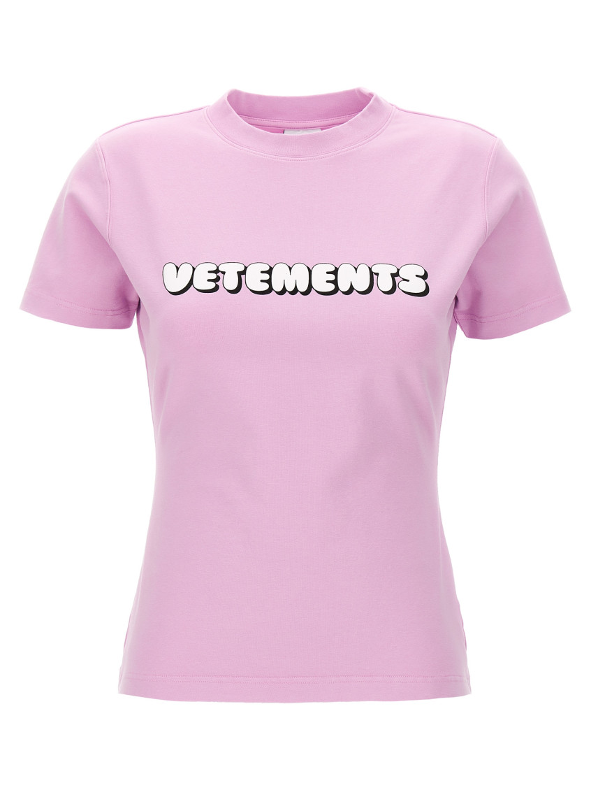 Shop Vetements Light Pink Logo T-shirt