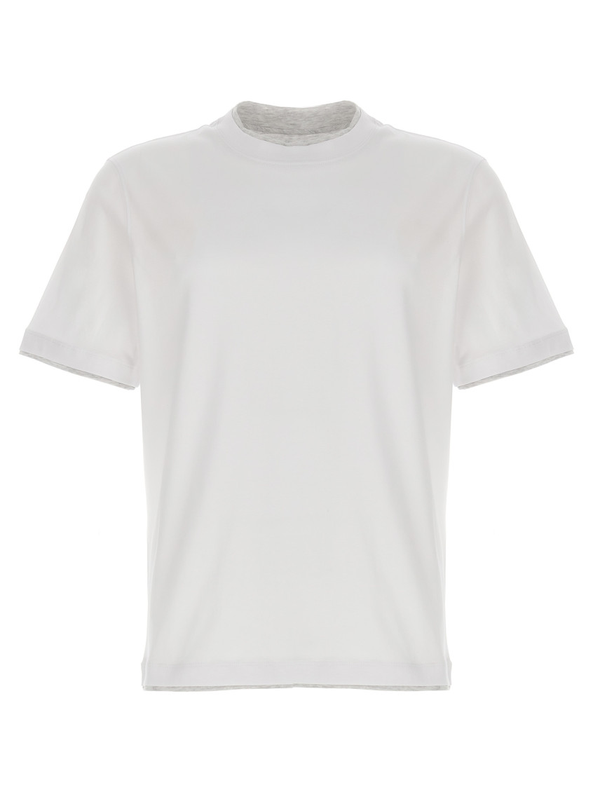 Brunello Cucinelli Men Double Layer T-shirt In White