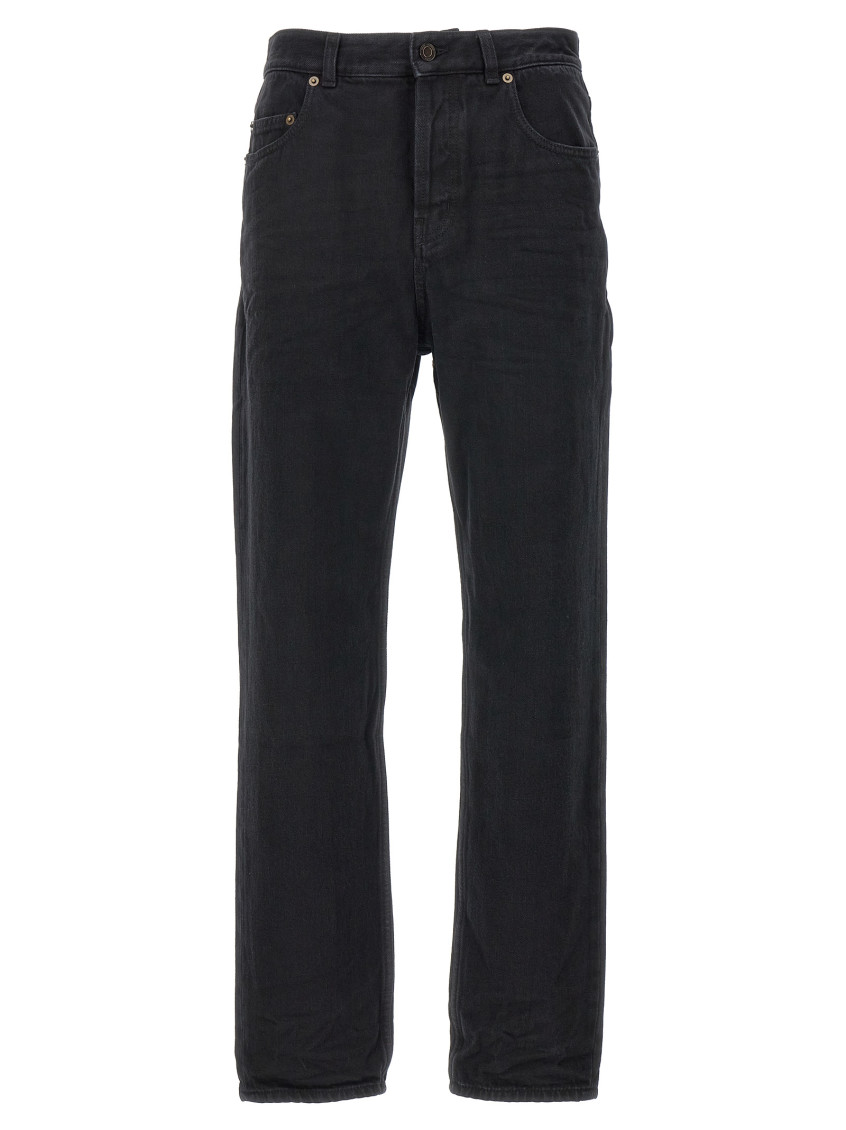 Saint Laurent Carrot-fit Jeans With A Washed Effect In Black