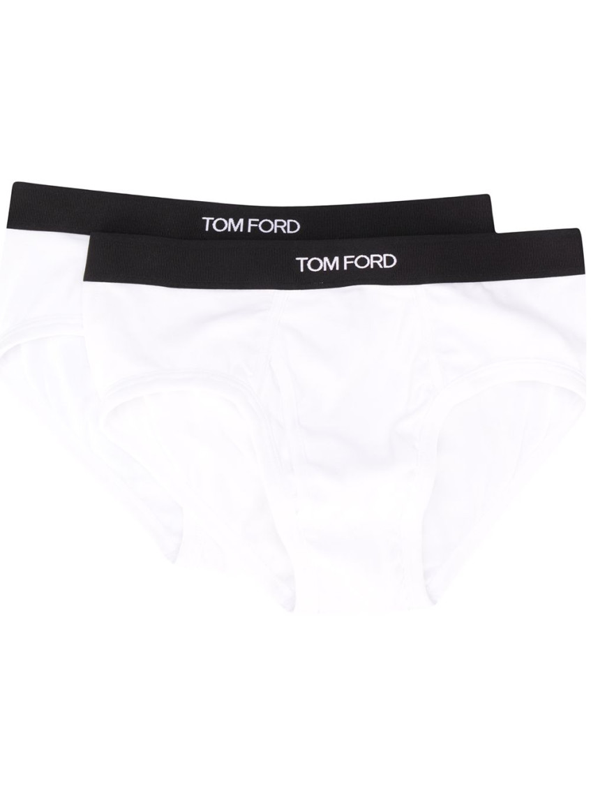 Tom Ford Logo Cotton Briefs In White