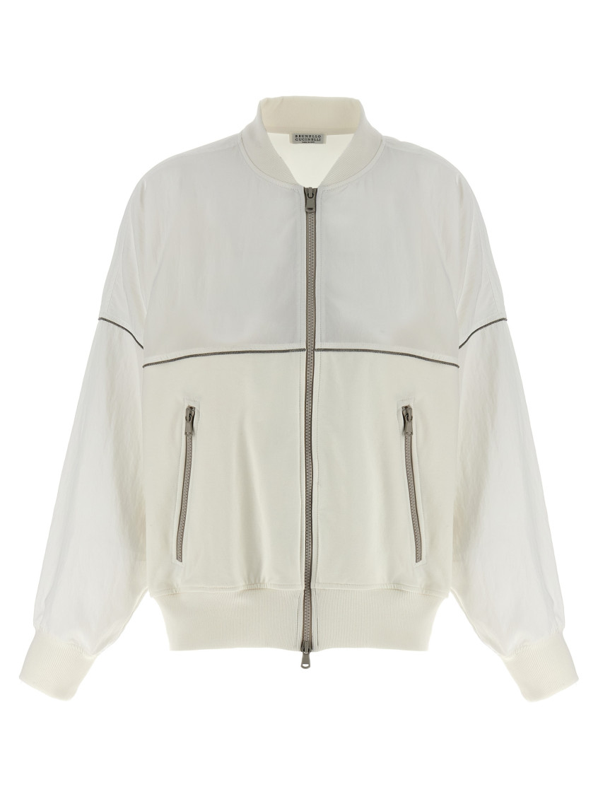 Brunello Cucinelli White Zippered Sweatshirt