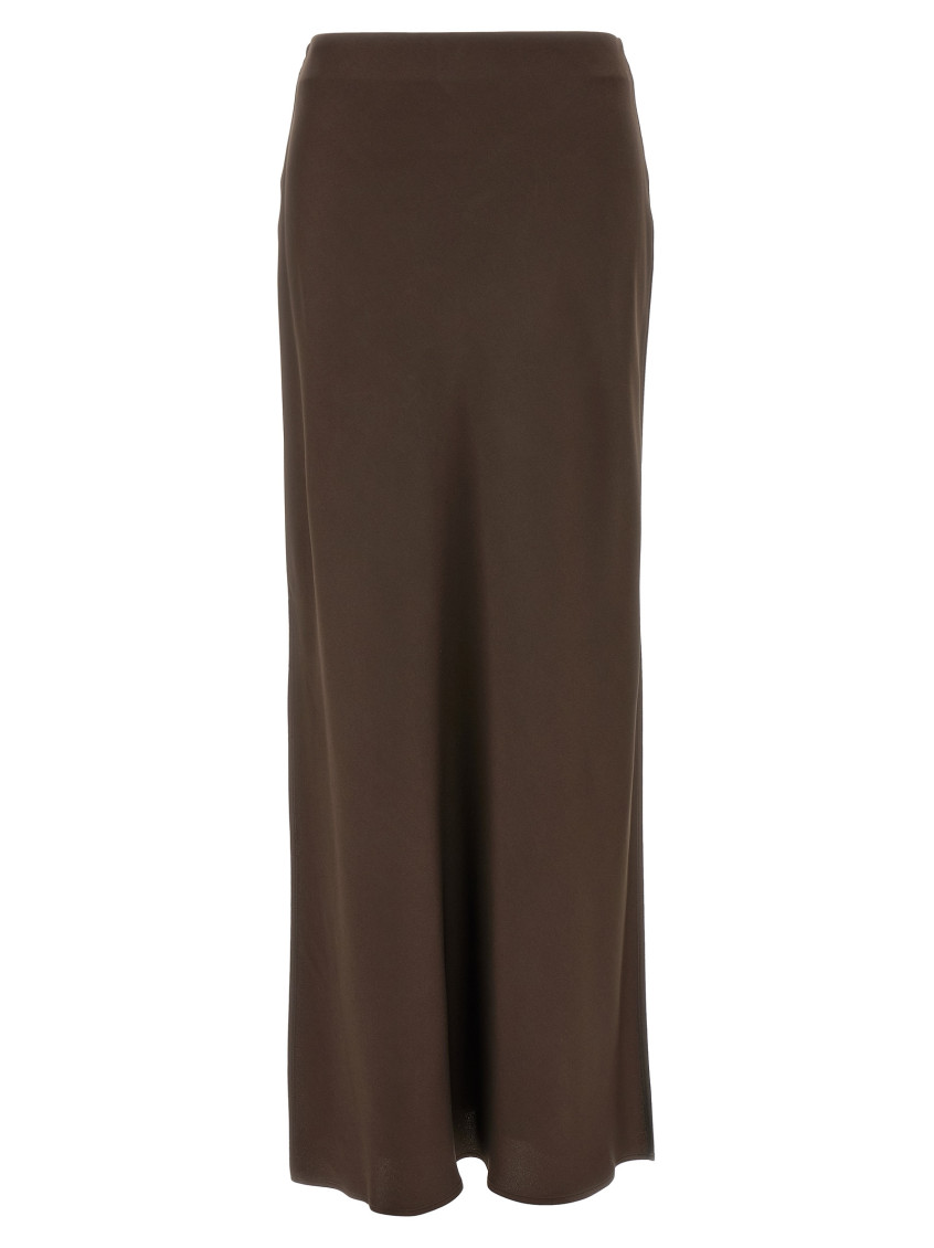Shop Brunello Cucinelli Brown Slit Skirt