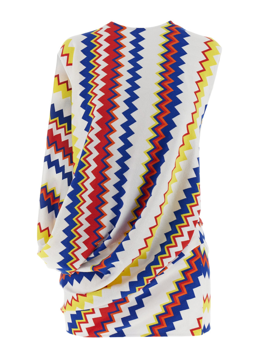 Missoni Peplum Top With Vibrant Zigzag Pattern In Multi
