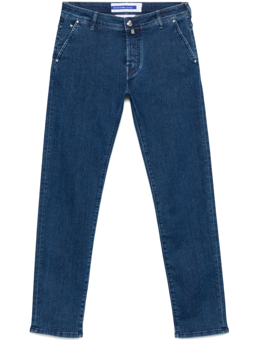 Jacob Cohen Skinny Stretch Cotton Long Jeans In Blue