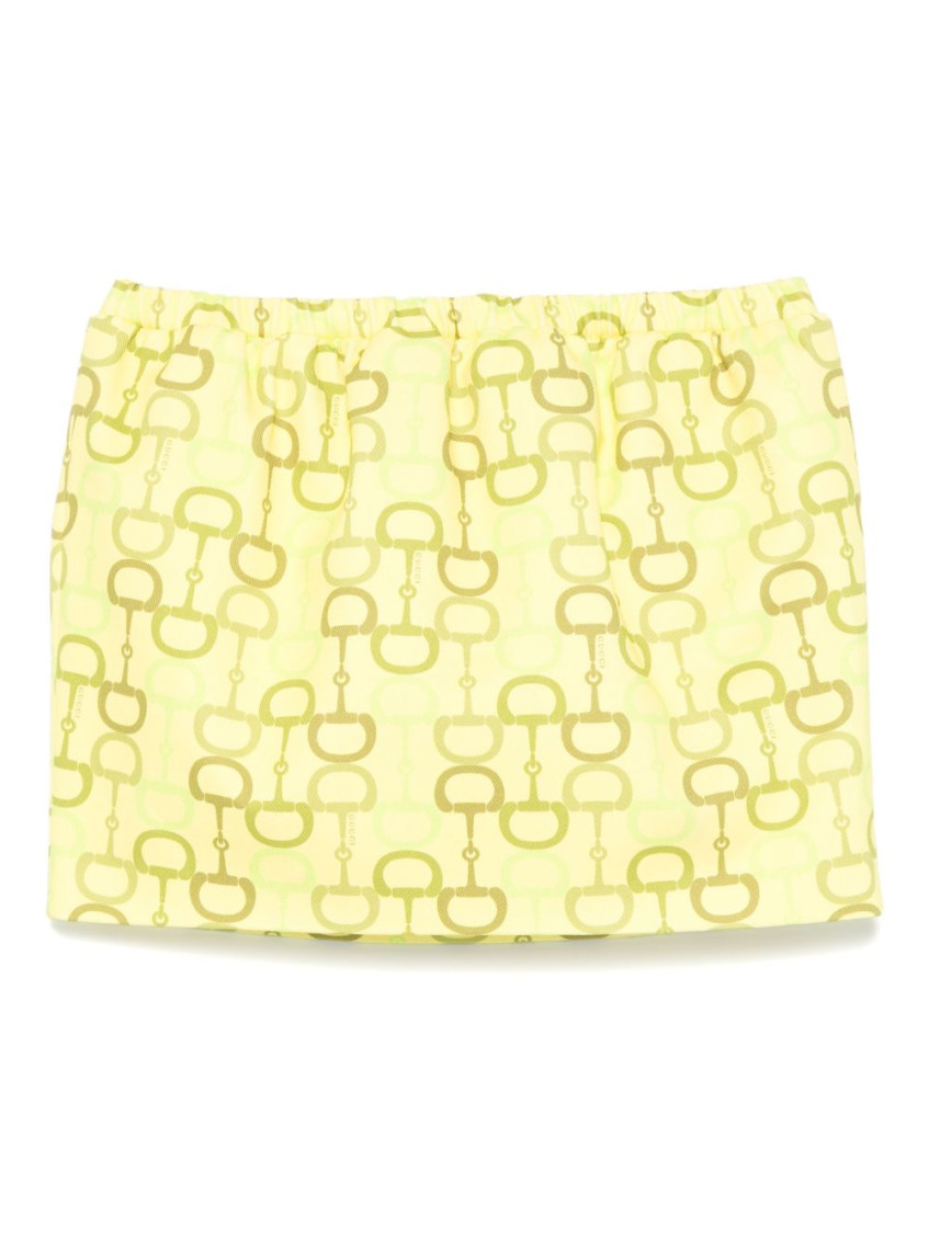 Shop Gucci Lime Green Horsebit Print Skirt