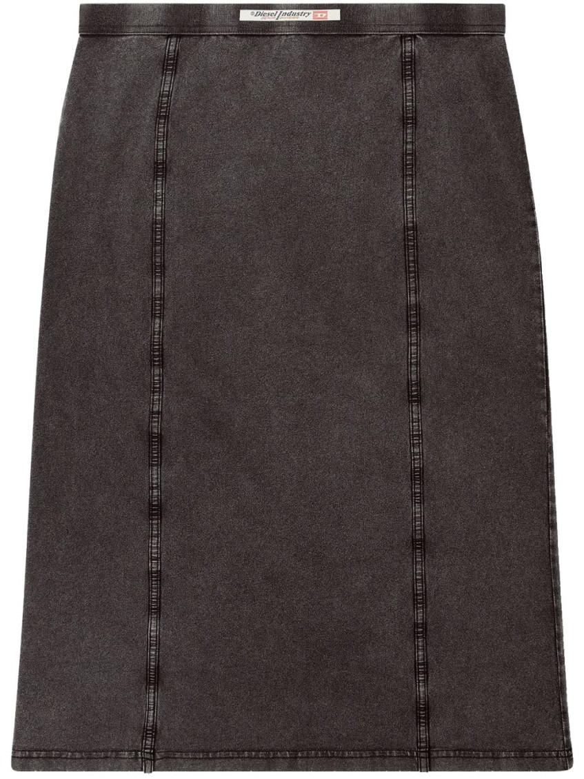 Diesel High Waist Midi Skirt With Contrast Stitching