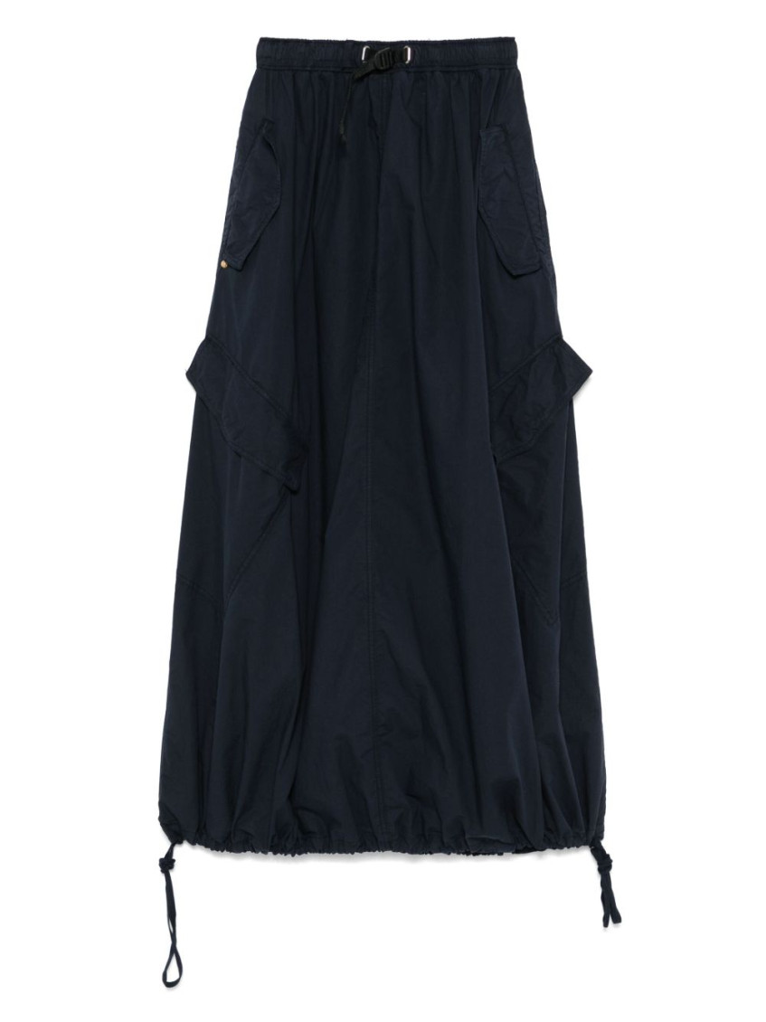 White Sand Navy Blue Cotton Maxi Skirt