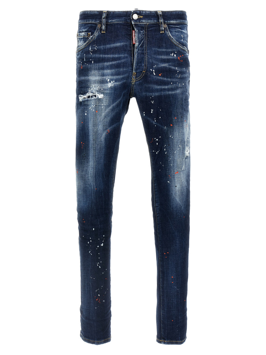 Shop Dsquared2 Blue Paint Splatter Jeans