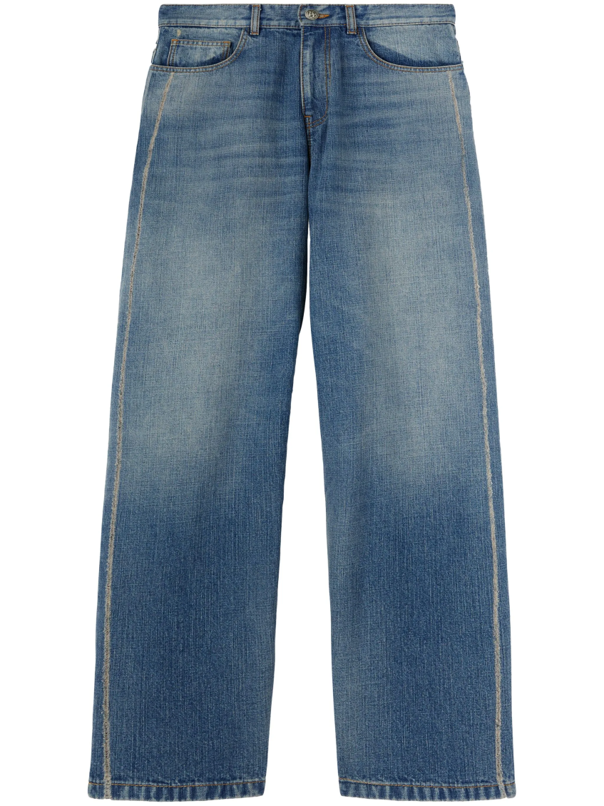 Palm Angels Curved Logo Loose 5 Pockets Light Blue -