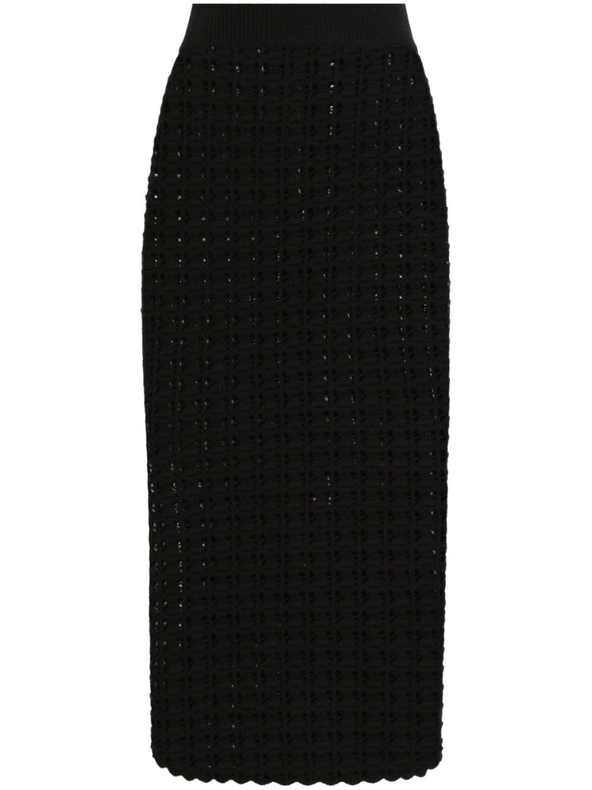 Dolce & Gabbana Black Knitted Midi Skirt