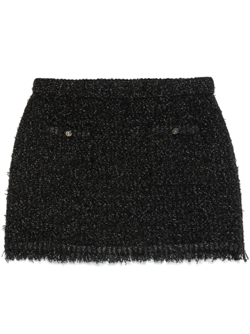 Gucci Black Lam And Viscose Mini Skirt