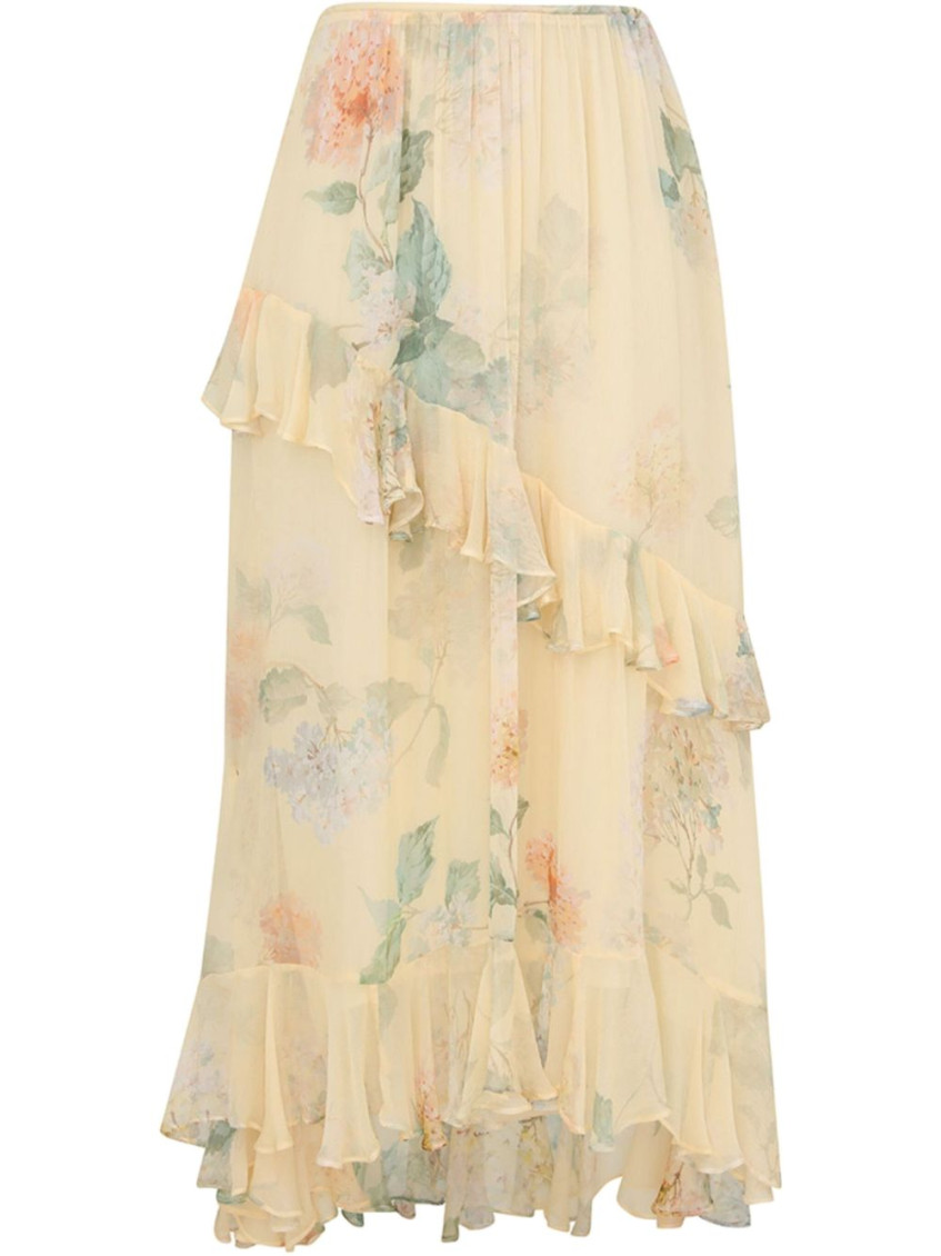 Shop Zimmermann Yellow Illuminate Asymmetric Maxi Skirt