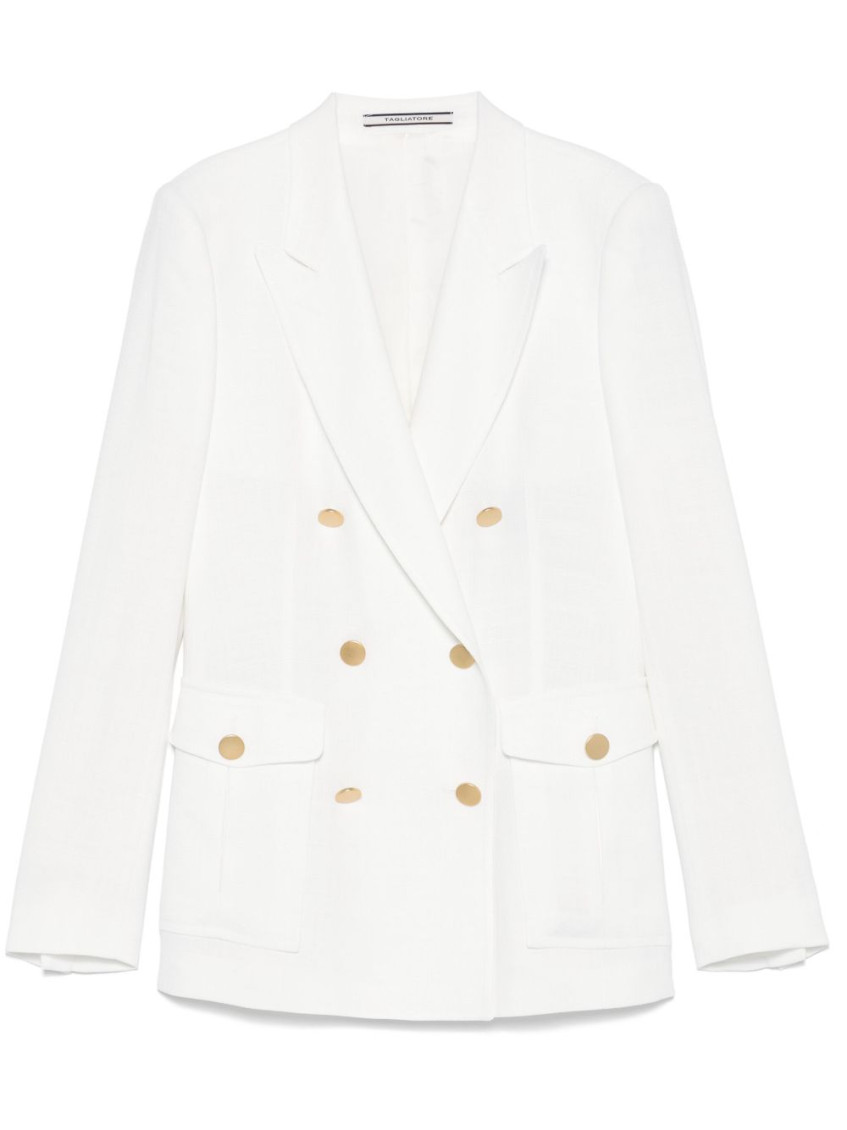 Tagliatore Double-breasted White Jacket With Gold-tone Buttons