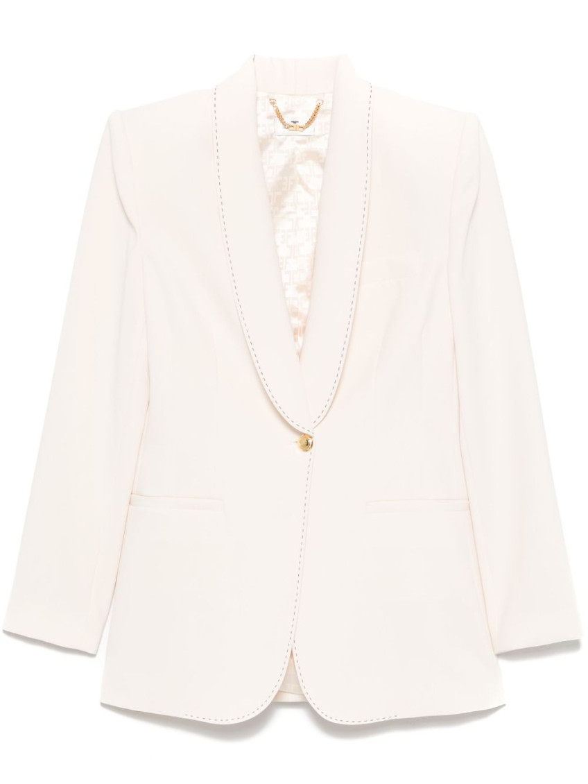 Elisabetta Franchi Cream-colored Blazer With A Golden Button