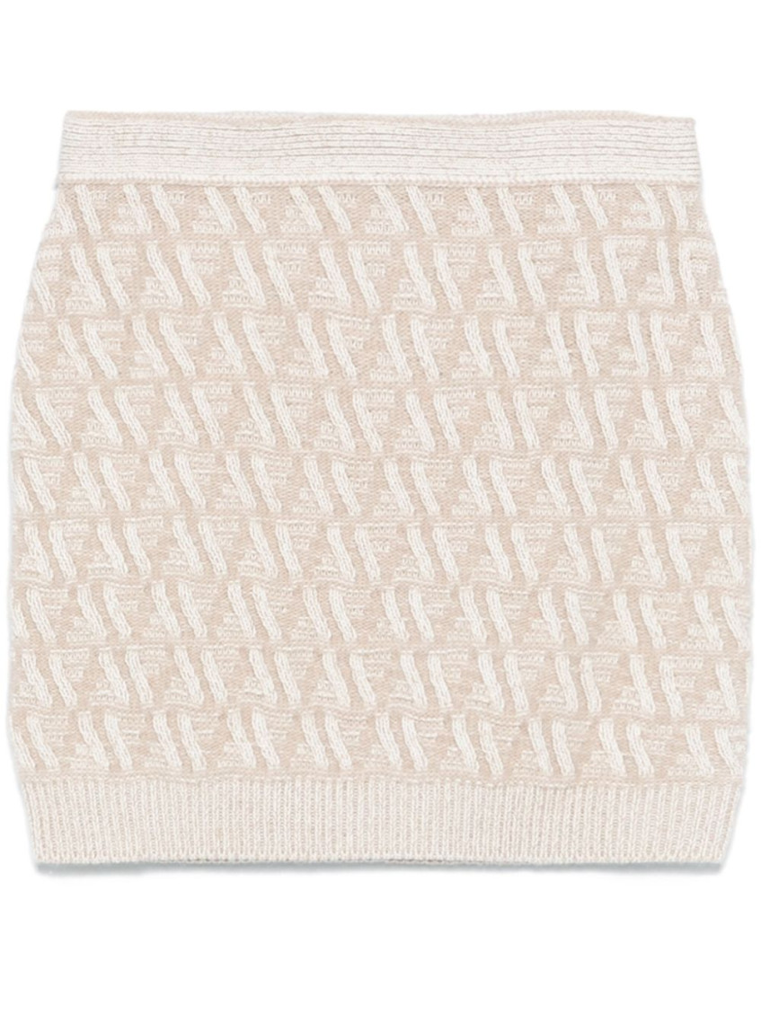 Fendi Beige Ff Cashmere And Wool Mini Skirt