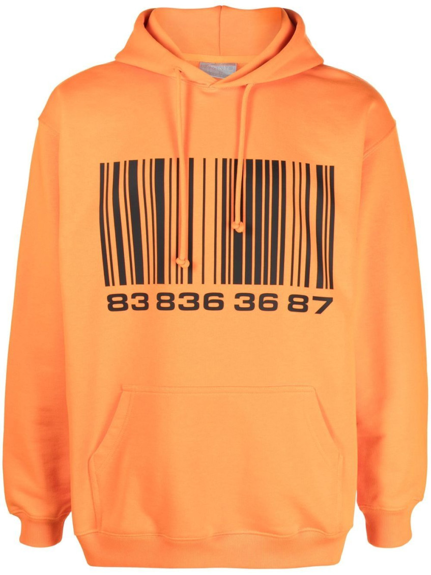 VTMNTS ORANGE COTTON LOGO HOODIE
