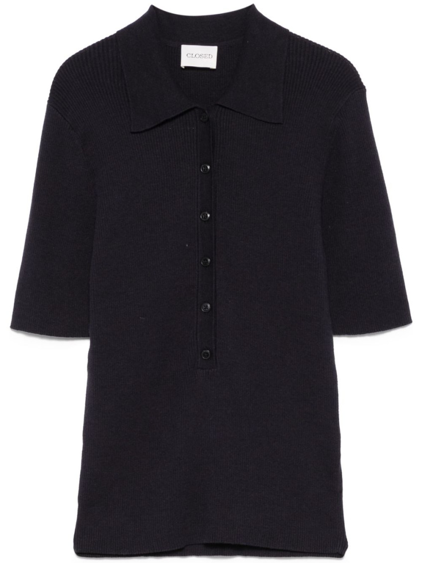 CLOSED NAVY BLUE COTTON KNITTED POLO SHIRT 