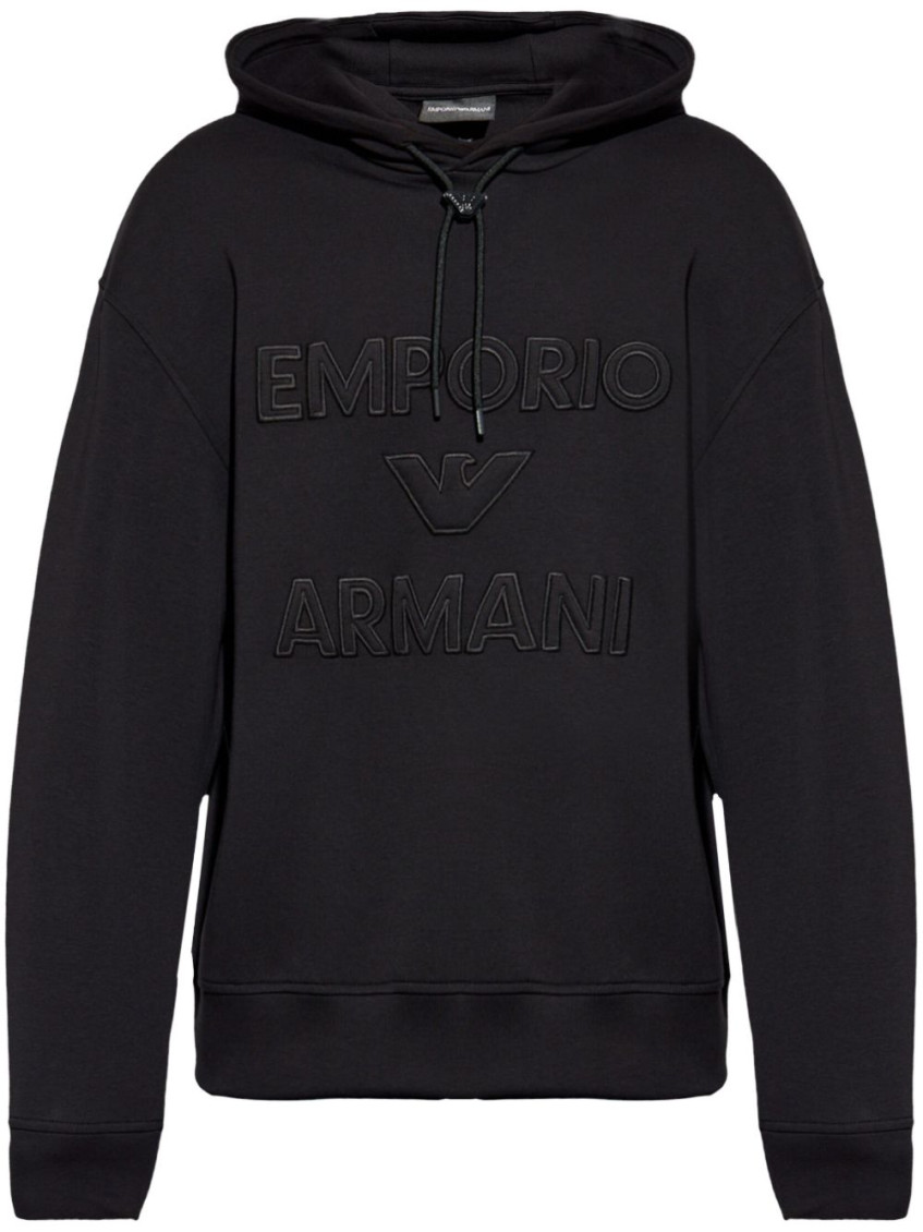 Emporio Armani Black Logo Print Hoodie