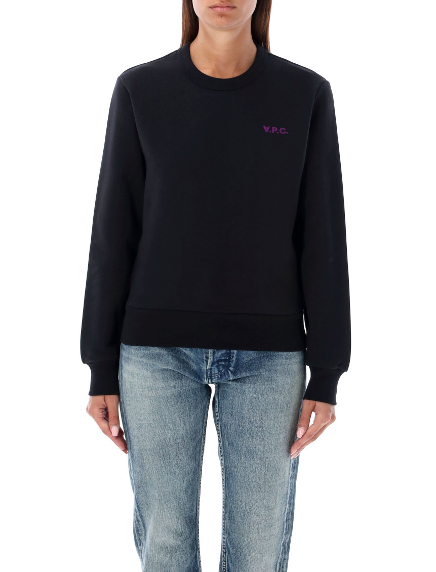 Shop Apc Black Flocked-logo Sweatshirt