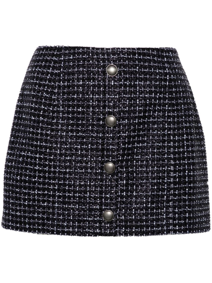Alessandra Rich Women Sequin Checked Tweed Mini Skirt
