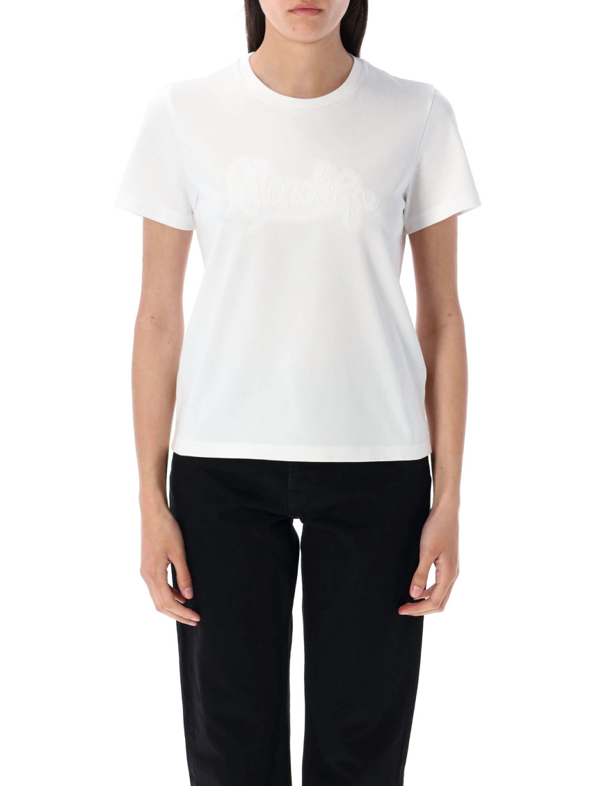Moncler Embroidered Calligraphy Logo T-shirt With Crewneck